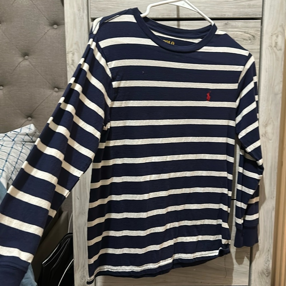 Long sleeve polo Ralph Lauren top striped boys medium 10-12